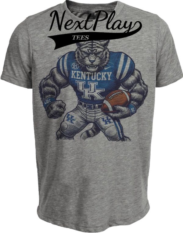 Kentucky Wildcats Exclusive Retro Football Fierce Artwork Heather Gray Sublimated T-Shirt