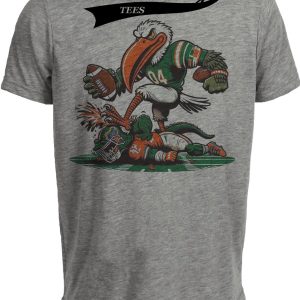 Miami Hurricanes vs. Florida Gators Retro Rivalry Football Mascot 1991 Artwork Heather Gray Sublimated T-Shirt