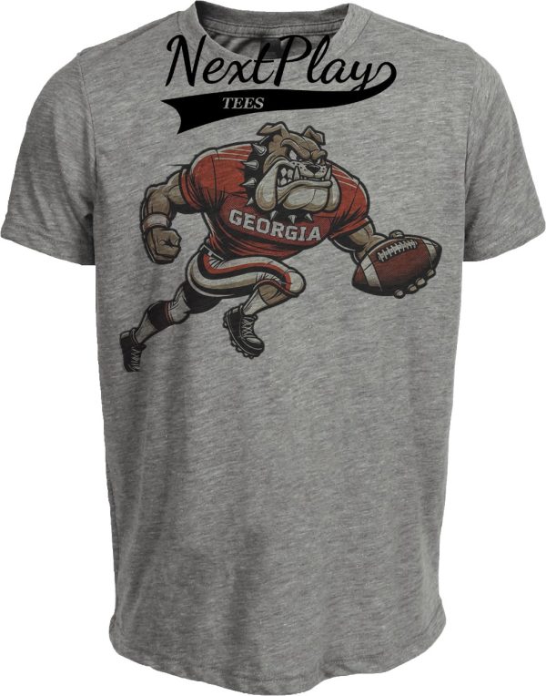 Georgia Bulldogs Exclusive Retro Football UGA Artwork Heather Gray Sublimated T-Shirt