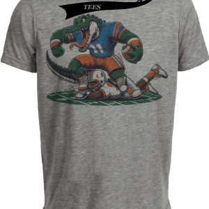 Florida Gators vs. Miami Hurricanes Retro Rivalry Football Mascot 1994 Artwork Heather Gray Sublimated T-Shirt