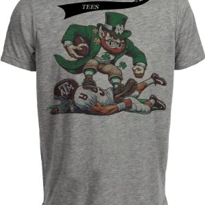 Notre Dame Fighting Irish vs. Texas A&M Aggies Retro Rivalry Football 2017 Artwork Heather Gray Sublimated T-Shirt