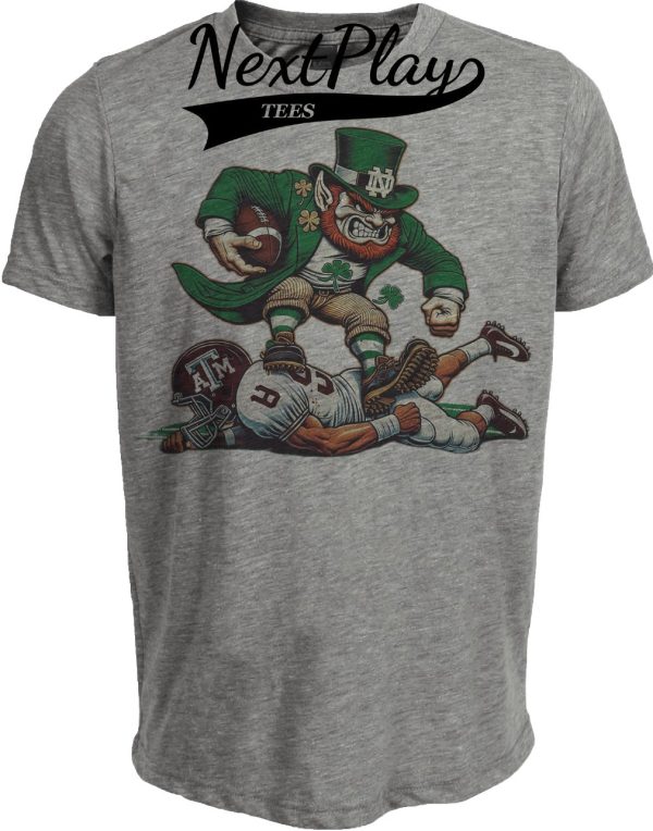 Notre Dame Fighting Irish vs. Texas A&M Aggies Retro Rivalry Football 2017 Artwork Heather Gray Sublimated T-Shirt
