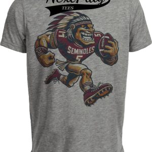 Florida State Seminoles Exclusive Retro Football Chief Osceola Artwork Heather Gray Sublimated T-Shirt