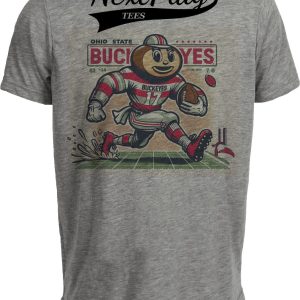 Ohio State Buckeyes Exclusive Retro Football 1980 Artwork Heather Gray Sublimated T-Shirt