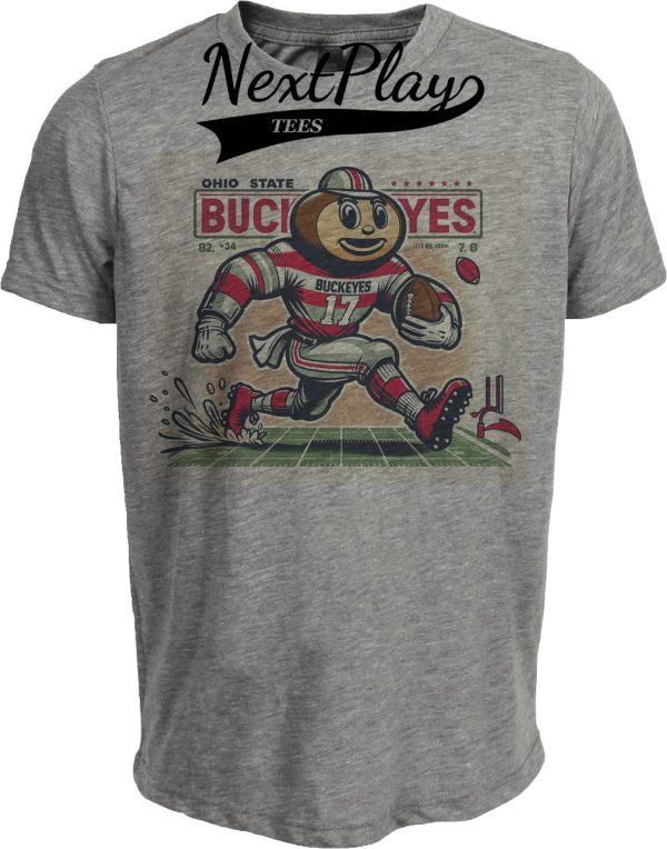 Ohio State Buckeyes Exclusive Retro Football 1980 Artwork Heather Gray Sublimated T-Shirt