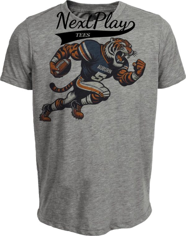 Auburn Tigers Exclusive Retro Football Mascot Artwork Heather Gray Sublimated T-Shirt