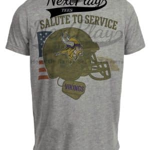 Minnesota Vikings Exclusive Retro Football Service Salute Artwork Heather Gray Sublimated T-Shirt