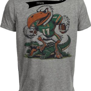 Miami Hurricanes vs. Florida Gators Retro Rivalry Football Mascot 1995 Artwork Heather Gray Sublimated T-Shirt