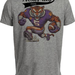 Clemson Tigers Exclusive Retro Football Artwork Heather Gray Sublimated T-Shirt