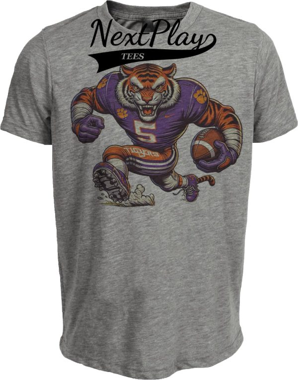 Clemson Tigers Exclusive Retro Football Artwork Heather Gray Sublimated T-Shirt