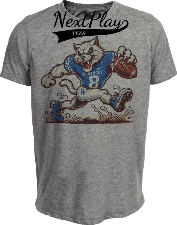 Kentucky Wildcats Exclusive Retro Football Mascot Mania Artwork Heather Gray Sublimated T-Shirt