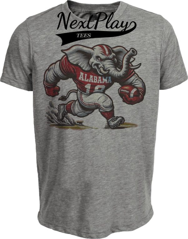 Alabama Crimson Tide Exclusive Retro Football Roll Tide Artwork Heather Gray Sublimated T-Shirt