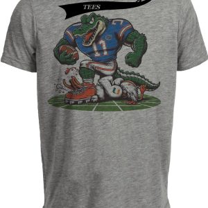 Florida Gators vs. Miami Hurricanes Retro Rivalry Football Mascot 2010 Artwork Heather Gray Sublimated T-Shirt