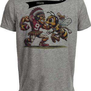 Florida State Seminoles vs. Georgia Tech Yellow Jackets Retro Rivalry Football Punch Artwork Heather Gray Sublimated T-Shirt