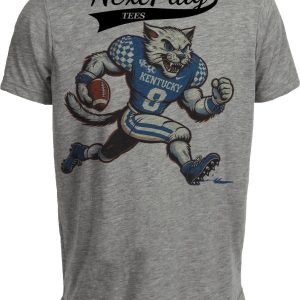 Kentucky Wildcats Exclusive Retro Football Mascot Artwork Heather Gray Sublimated T-Shirt