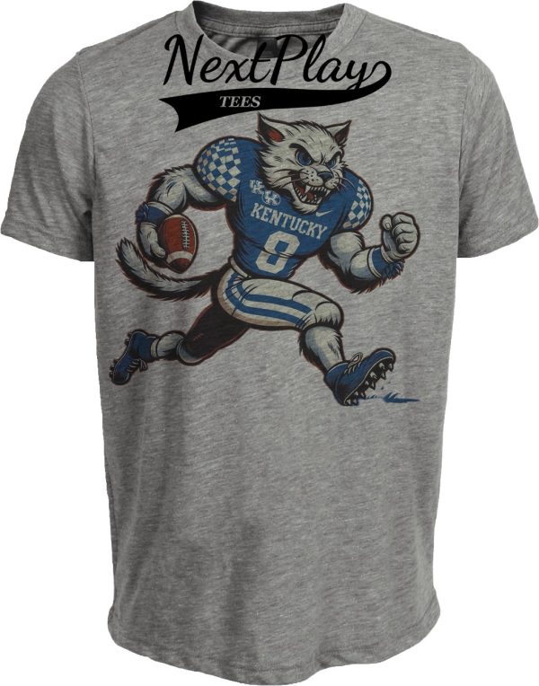 Kentucky Wildcats Exclusive Retro Football Mascot Artwork Heather Gray Sublimated T-Shirt