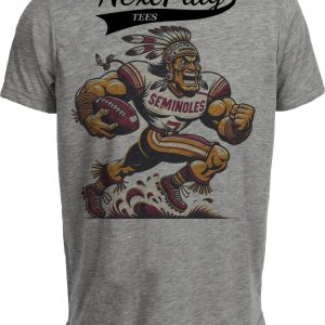 Florida State Seminoles Exclusive Retro Football Chief Mascot Artwork Heather Gray Sublimated T-Shirt