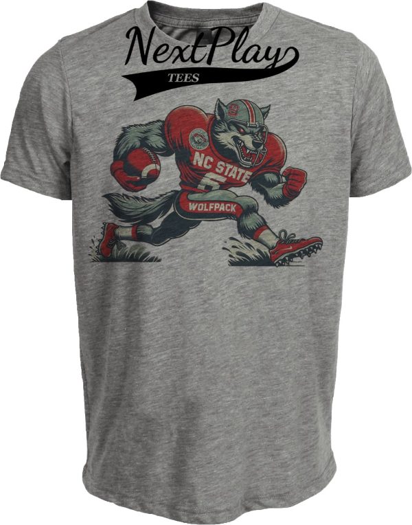 NC State Wolfpack Exclusive Retro Football Artwork Heather Gray Sublimated T-Shirt