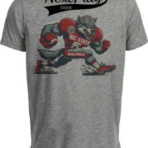 NC State Wolfpack Exclusive Retro Football Artwork Heather Gray Sublimated T-Shirt