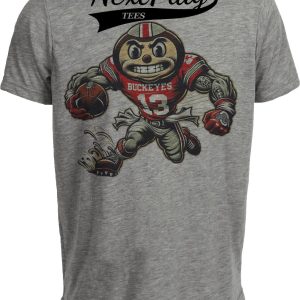 Ohio State Buckeyes Brutus Exclusive Retro Football Artwork Heather Gray Sublimated T-Shirt