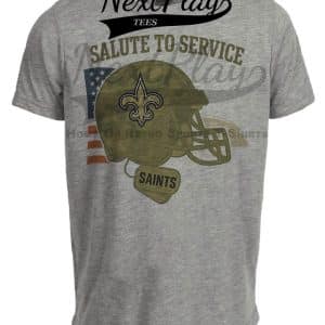 New Orleans Saints Exclusive Retro Football Service Salute Artwork Heather Gray Sublimated T-Shirt