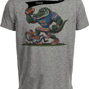 Florida Gators vs. Miami Hurricanes Retro Rivalry Football Mascot 2012 Artwork Heather Gray Sublimated T-Shirt