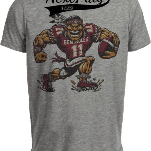 Florida State Seminoles Exclusive Retro Mascot Football Artwork Heather Gray Sublimated T-Shirt