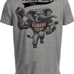 Alabama Crimson Tide Exclusive Retro Mascot Football Artwork Heather Gray Sublimated T-Shirt