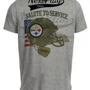 Pittsburgh Steelers Exclusive Retro Football Service Salute Artwork Heather Gray Sublimated T-Shirt
