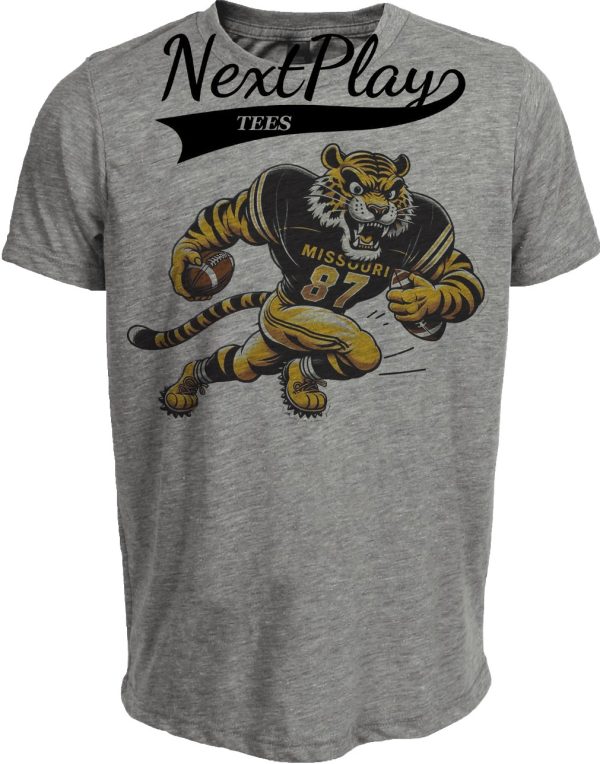 Missouri Tigers Exclusive Retro Football Artwork Heather Gray Sublimated T-Shirt