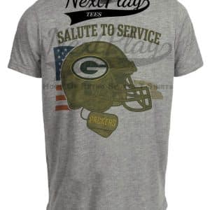 Green Bay Packers Exclusive Retro Football Service Salute Artwork Heather Gray Sublimated T-Shirt