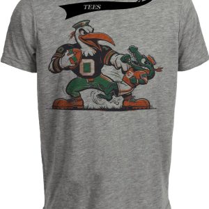 Miami Hurricanes vs. Florida Gators Retro Rivalry Football Mascot 2007 Artwork Heather Gray Sublimated T-Shirt