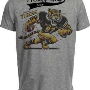 Missouri Tigers Exclusive Retro Football Mascot Mania Artwork Heather Gray Sublimated T-Shirt