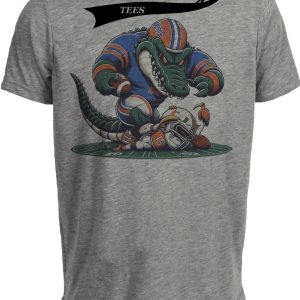 Florida Gators vs. Miami Hurricanes Retro Rivalry Football Mascot 1984 Artwork Heather Gray Sublimated T-Shirt