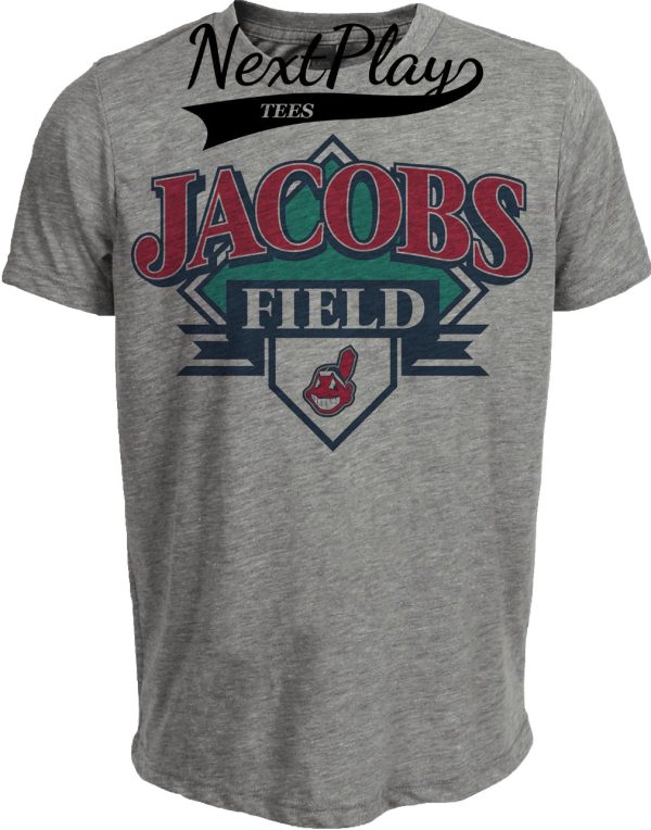 Cleveland Indians Retro Jacobs Field Baseball 1994 Artwork Heather Gray Sublimated T-Shirt