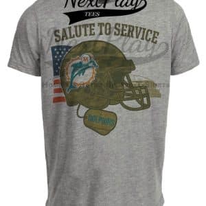 Miami Dolphins Exclusive Retro Football Service Salute 1984 Artwork Heather Gray Sublimated T-Shirt