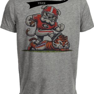 Georgia Bulldogs vs. Clemson Tigers Retro Rivalry Football 1983 Artwork Heather Gray Sublimated T-Shirt