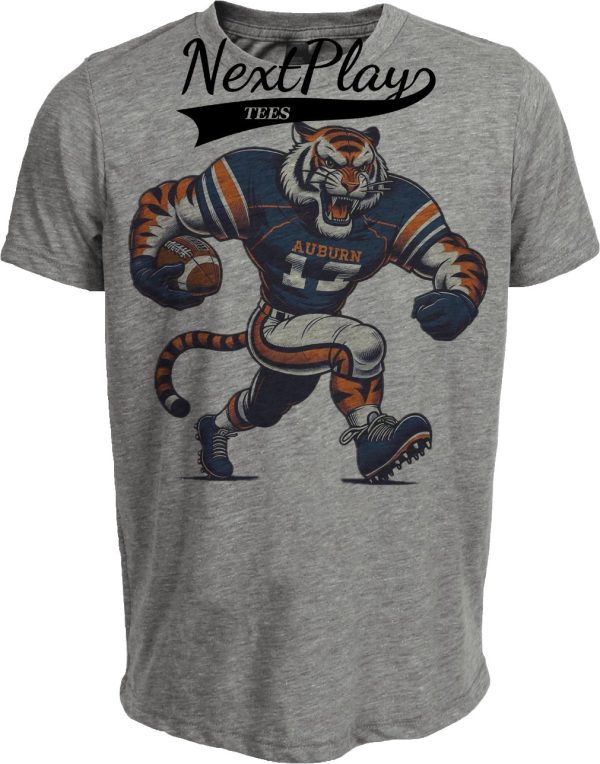 Auburn Tigers Exclusive Retro Football War Eagle Artwork Heather Gray Sublimated T-Shirt