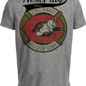 Cincinnati Reds Retro All Star Game Baseball 1970 Artwork Heather Gray Sublimated T-Shirt
