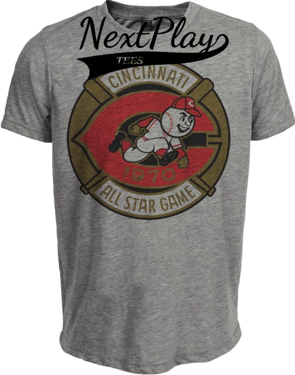 Cincinnati Reds Retro All Star Game Baseball 1970 Artwork Heather Gray Sublimated T-Shirt