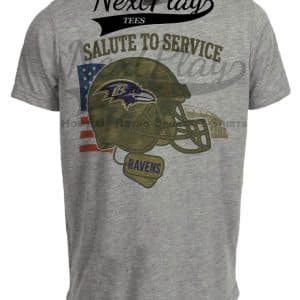 Baltimore Ravens Exclusive Retro Football Service Salute Artwork Heather Gray Sublimated T-Shirt