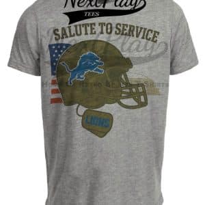 Detroit Lions Exclusive Retro Football Service Salute Artwork Heather Gray Sublimated T-Shirt