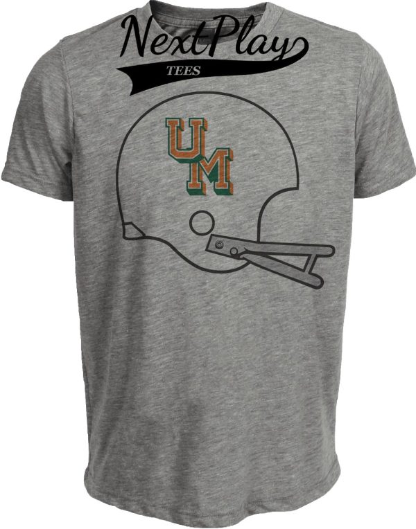Miami Hurricanes Retro Football Helmet 1970 Artwork Heather Gray Sublimated T-Shirt