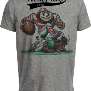 Ohio State Buckeyes vs. Marshall Thundering Herd Exclusive Retro Rivalries Football Artwork Heather Gray Sublimated T-Shirt