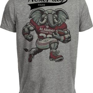 Alabama Crimson Tide Exclusive Retro Football Artwork Heather Gray Sublimated T-Shirt