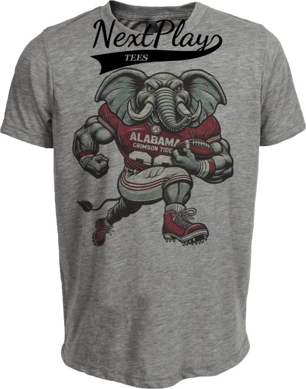 Alabama Crimson Tide Exclusive Retro Football Artwork Heather Gray Sublimated T-Shirt