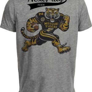 Missouri Tigers Exclusive Retro Football Mascot Artwork Heather Gray Sublimated T-Shirt