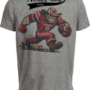 Nebraska Cornhuskers Exclusive Retro Football Artwork Heather Gray Sublimated T-Shirt