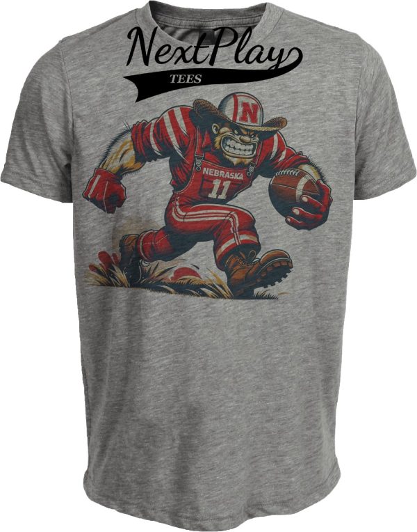 Nebraska Cornhuskers Exclusive Retro Football Artwork Heather Gray Sublimated T-Shirt