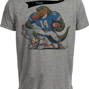 Florida Gators vs. Miami Hurricanes Retro Rivalry Football Mascot 1980 Artwork Heather Gray Sublimated T-Shirt